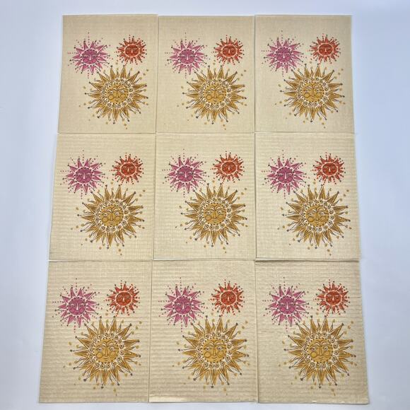 Vintage MCM Atomic Sun Napkins Dinner Barware Set 21 RARE Masslinn Patio Party - Picture 3 of 7